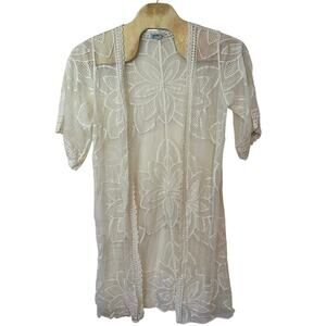 Rebellion Again Women’s Kimono Swim Cover Up Size M White Boho Festival Fairy